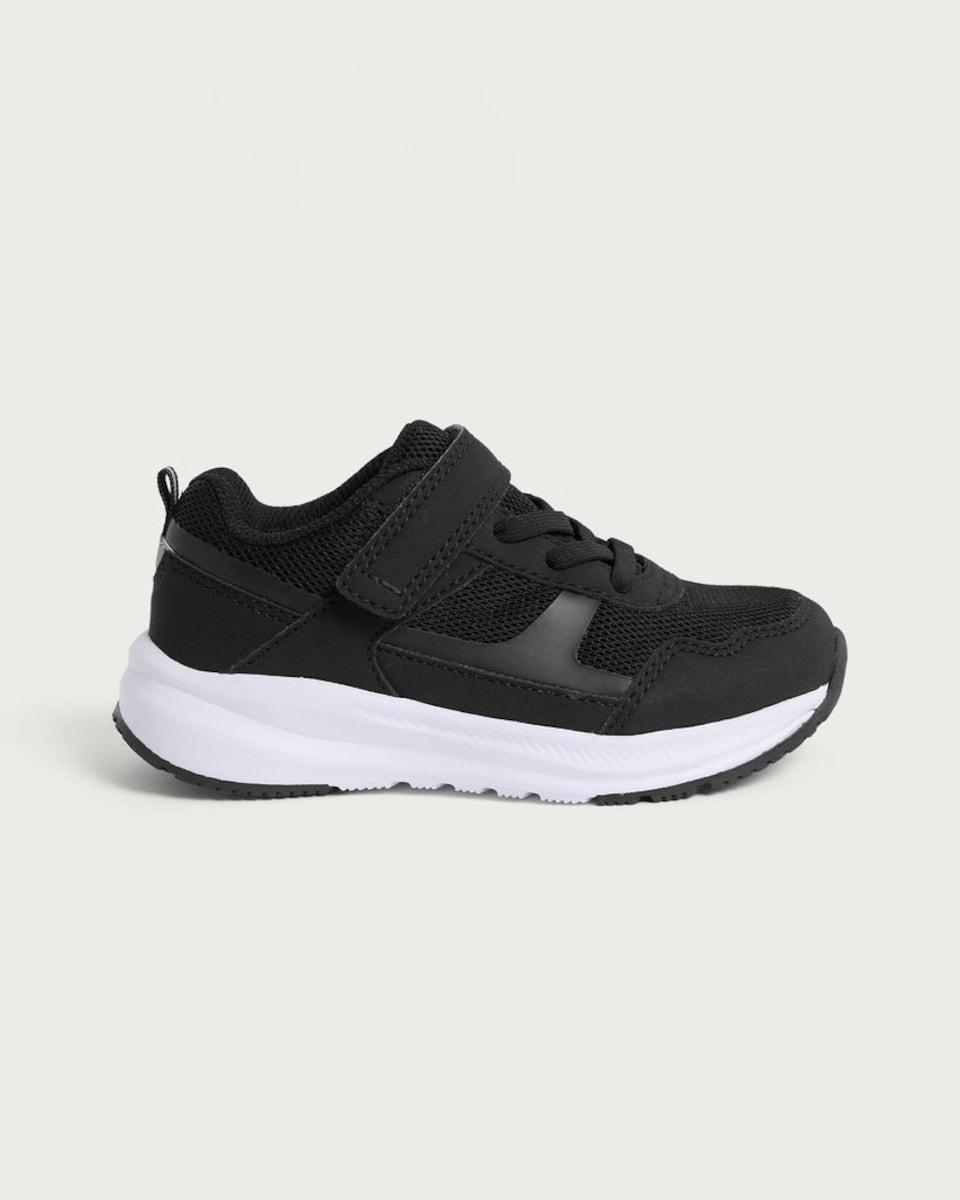 image 1 of F&F School Mesh Panel Strap Fastening Trainers in Black