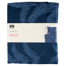 F&F Home Navy Velvet Duvet Set 140 cm x 200 cm