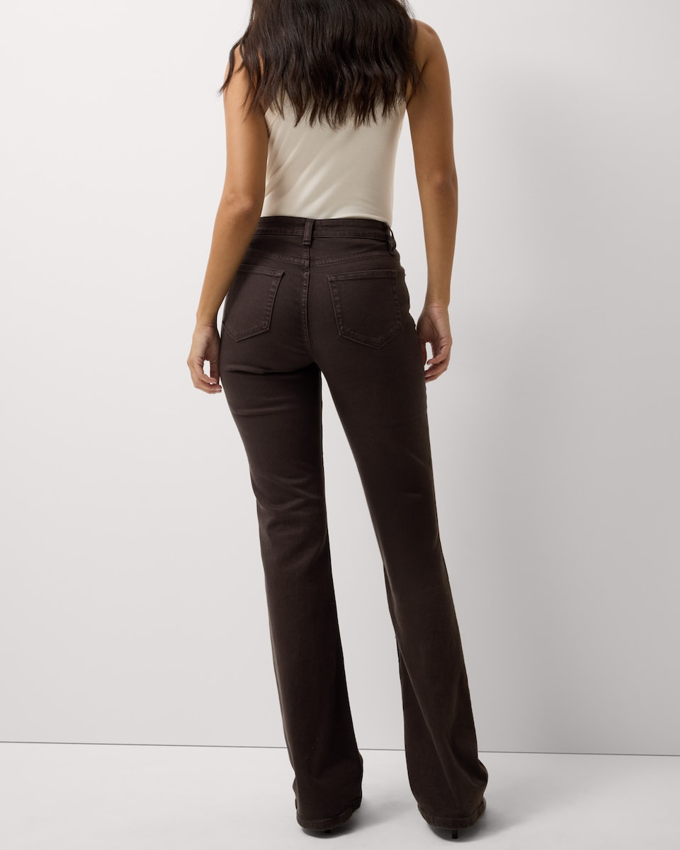 image 1 of F&F Mid Rise Bootcut Jeans in Chocolate