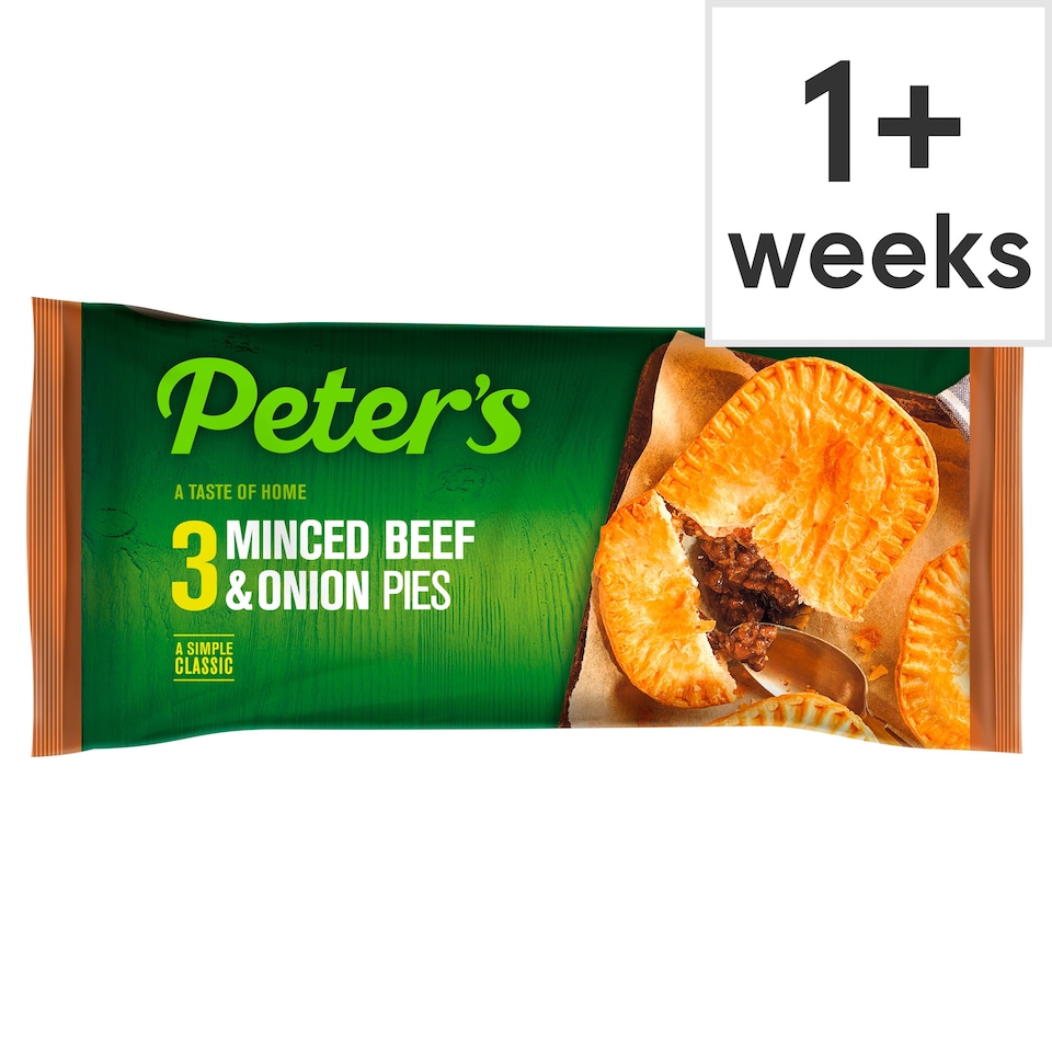 Peters Minced Beef & Onion Pie 3 Pack (L)