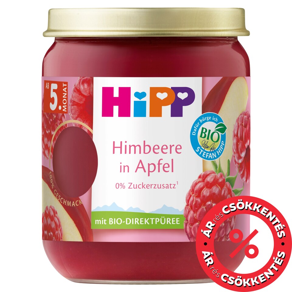 HiPP bio málna almában gyümölcskészítmény bébidesszert 5 hónapos kortól 160 g