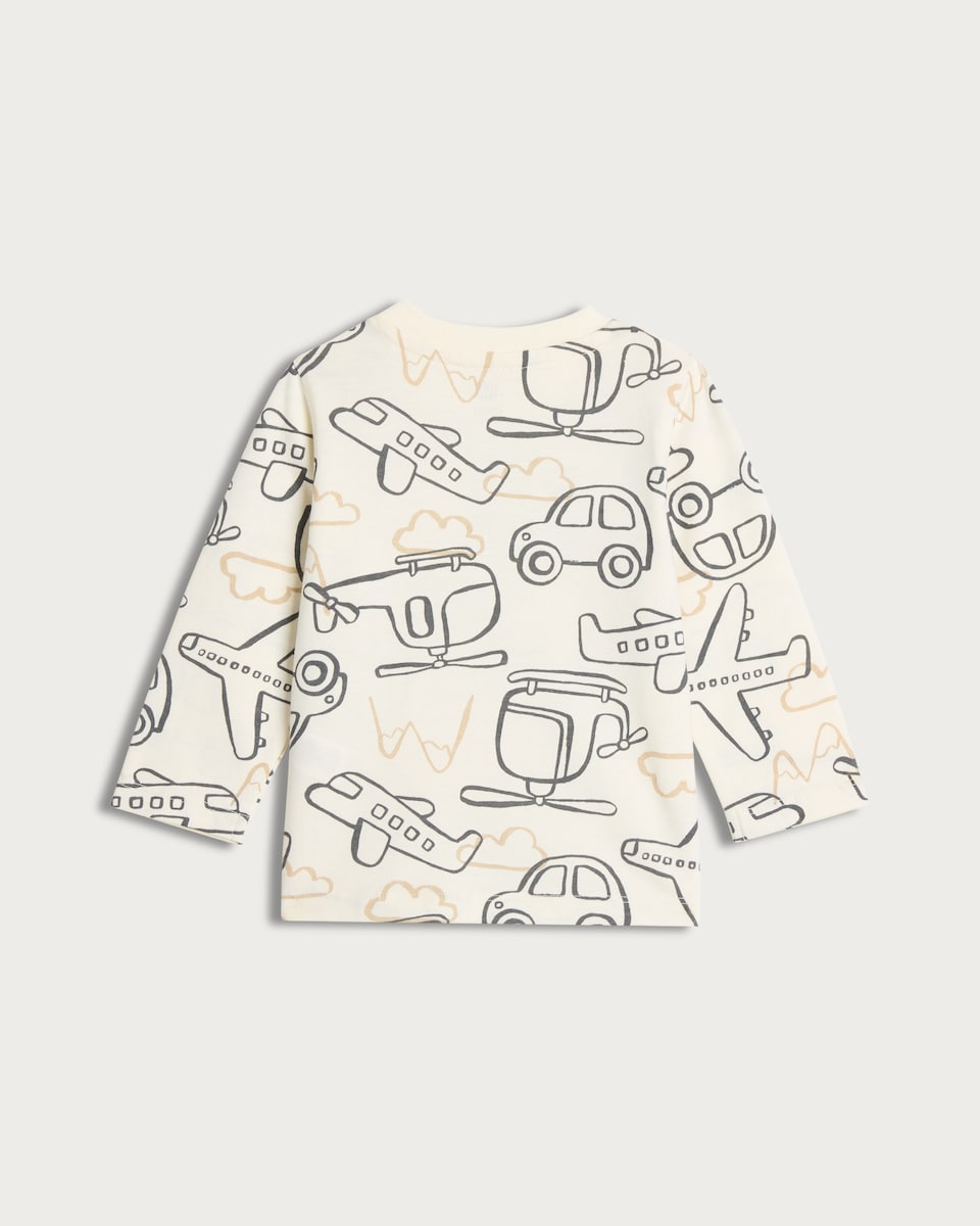 image 1 of F&F Baby 3-Pack Pure Cotton Transport Print Tops in Grey