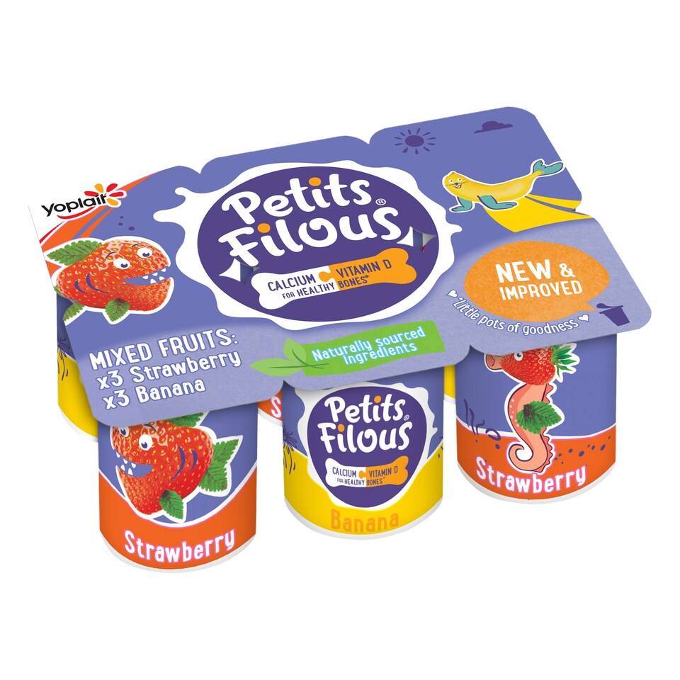 image 1 of Petits Filous Strawberry And Banana Yoghurt 6 X 47G
