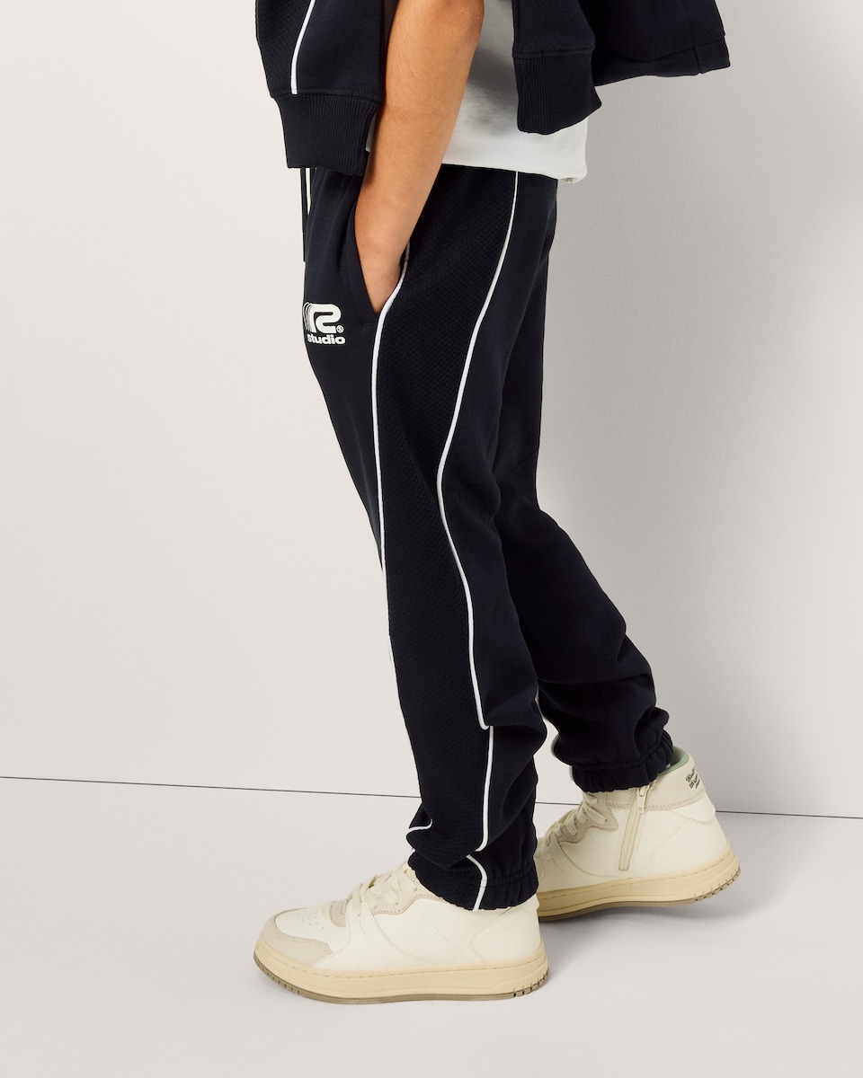 image 1 of F&F Boys Cotton Rich Cuffed Joggers in Navy