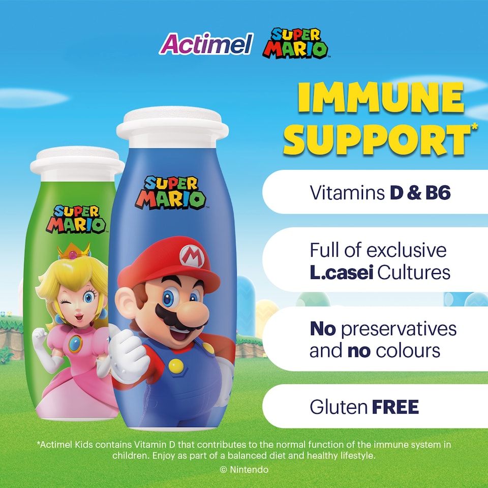 image 1 of Actimel Kids Peach Immunity Yoghurt Drink Multipack 4x100g