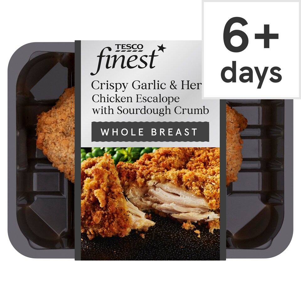 Tesco Finest Crispy Garlic & Herb Chicken Escalope 320G Tesco Groceries