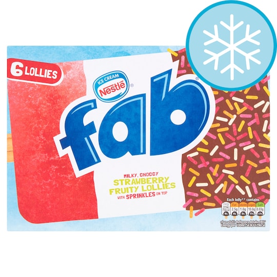 Nestle Fab Strawberry Ice Lollies 6 X 58Ml Tesco Groceries