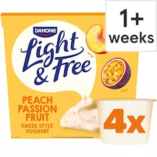 Light & Free Peach Greek Style Fat Free Yoghurt 4x115g