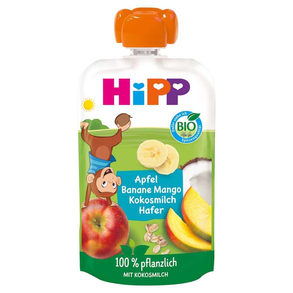 HiPP HiPPiS Organic Apple-Banana-Mango with Coconut Milk and Oats 1 Months+ 100 g