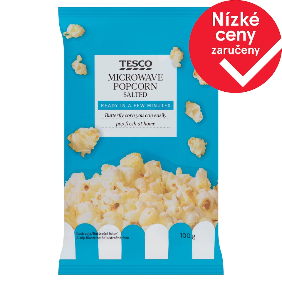 Tesco Popcorn do mikrovlnné trouby solený 100g