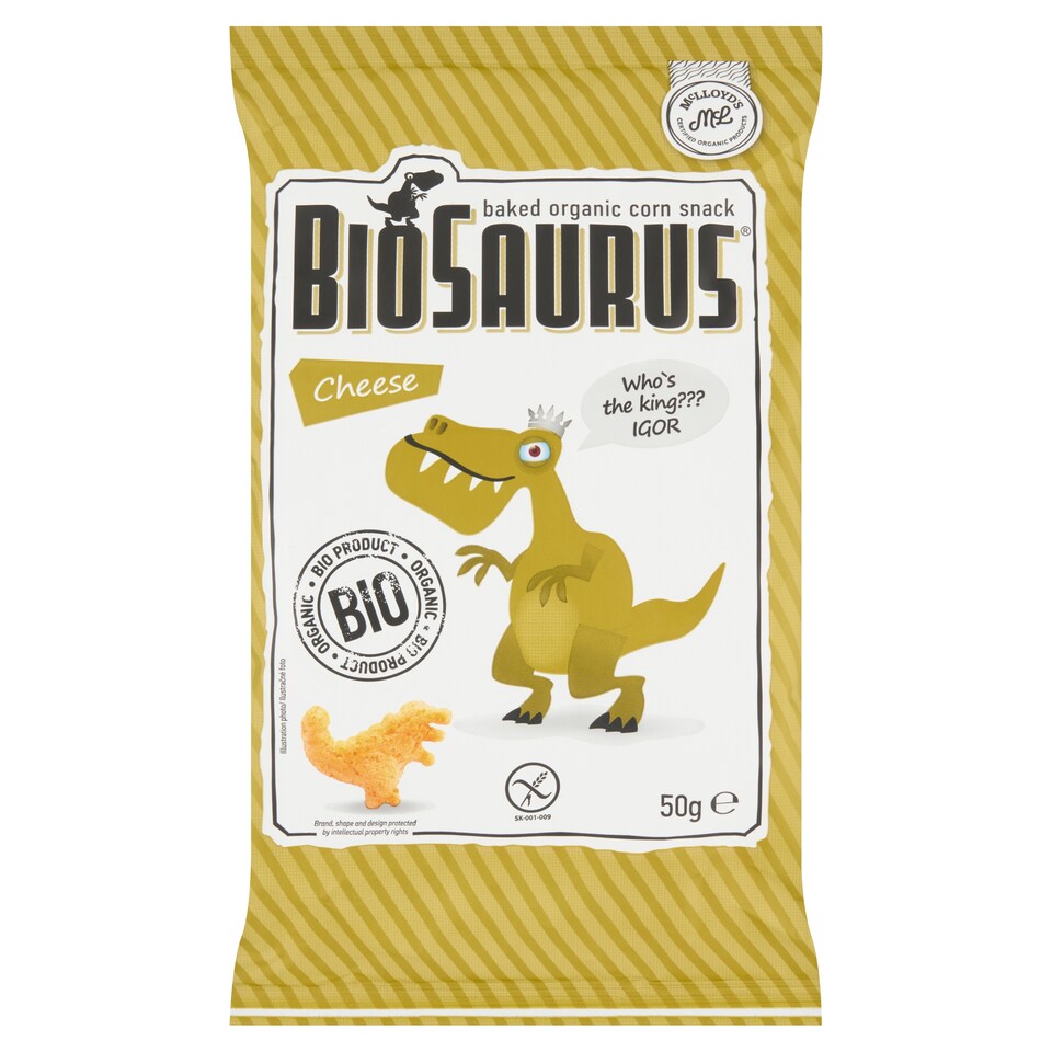 BioSaurus Bio kukuřičný snack se sýrovou příchutí 50g