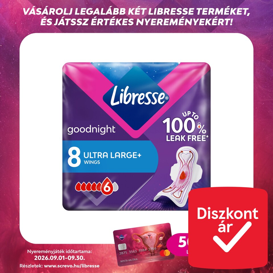 image 1 of Libresse Ultra Large+ Goodnight Sanitary Napkin for Night Use 8 pcs