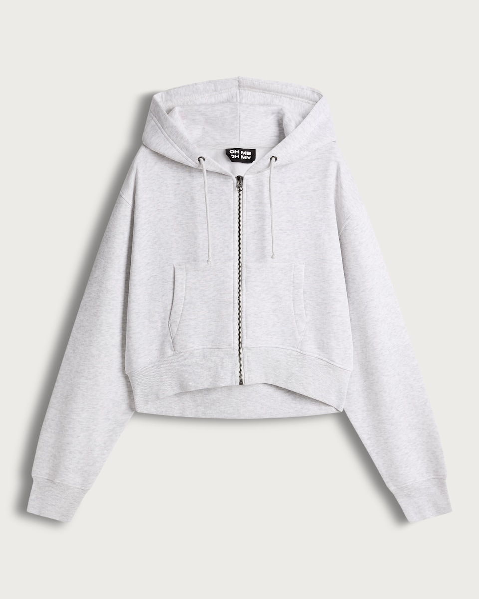OH ME OH MY Cotton Rich Zip Up Hoodie in Grey