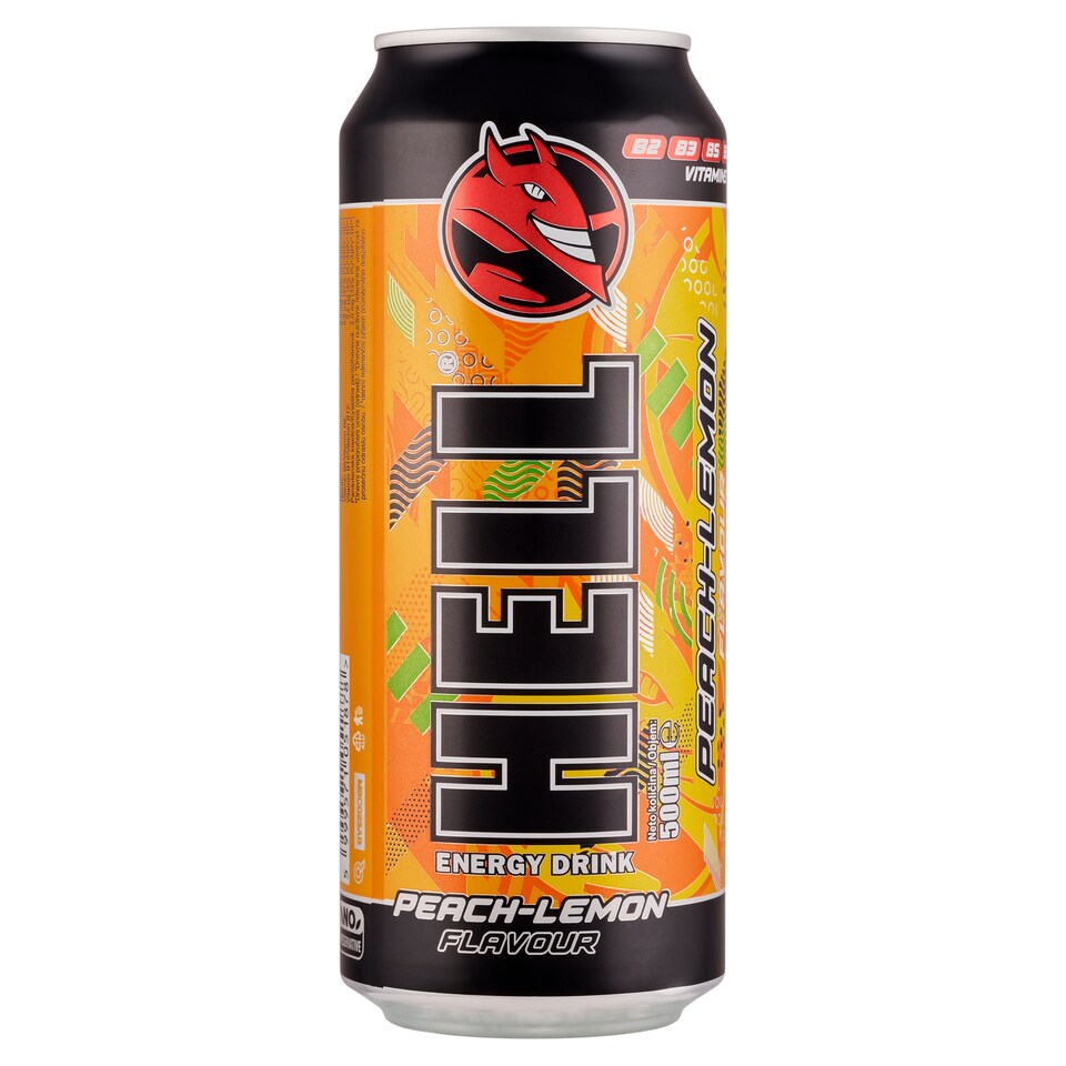 Obrázek 1 pro produkt Hell Peach-Lemon sycený nealkoholický nápoj 500ml