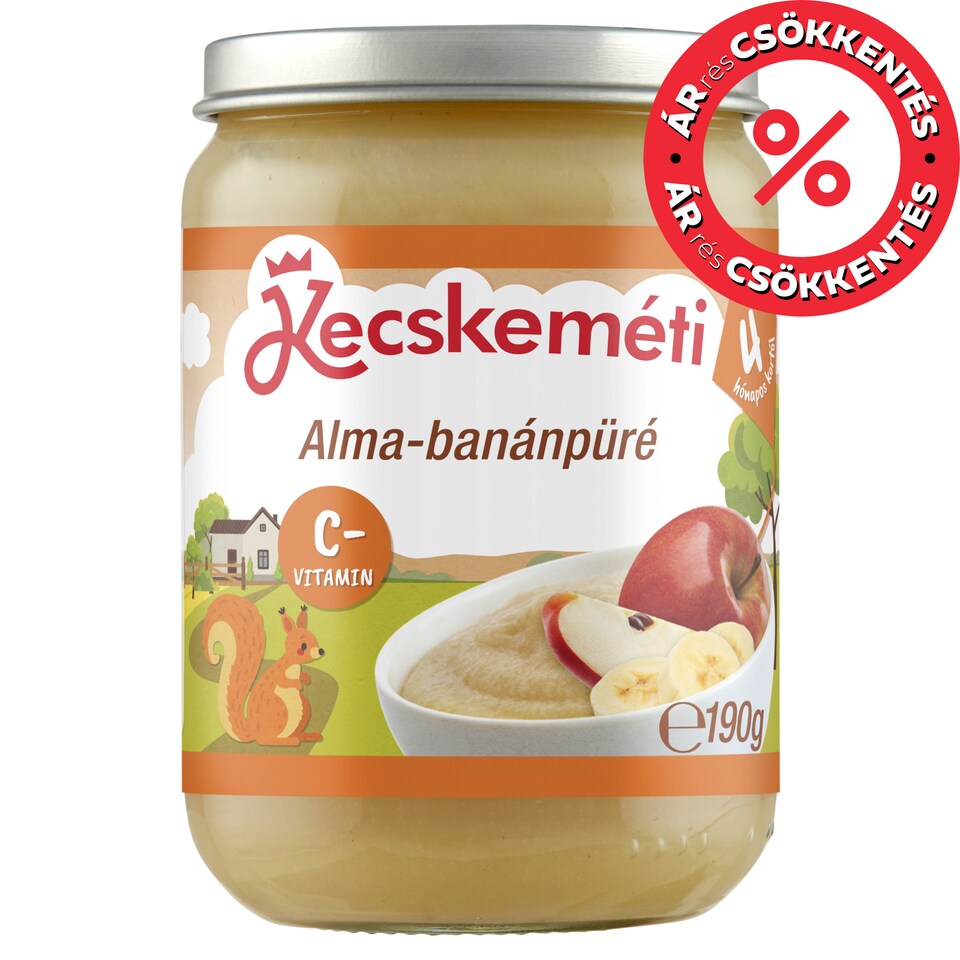 Kecskeméti Apple-Banana Puree Fruit Preparation Baby Food 4 Months+ 190 g