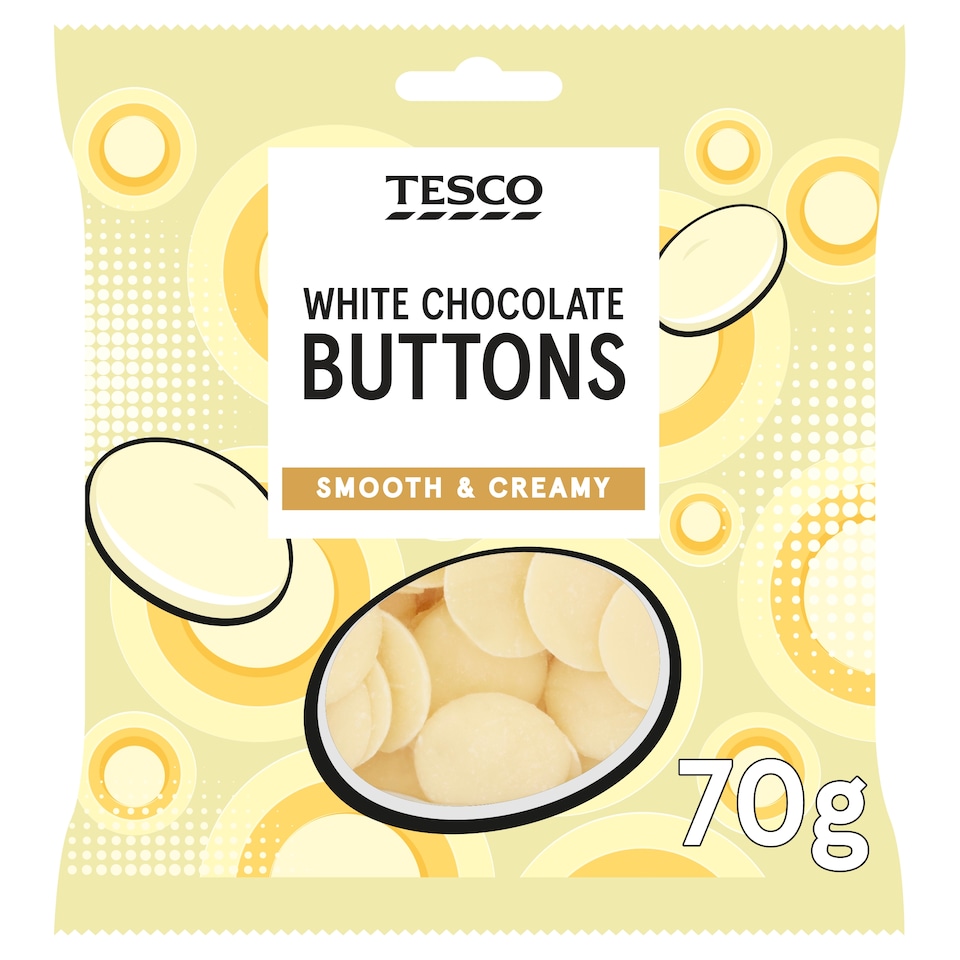 Tesco White Chocolate Buttons 70G