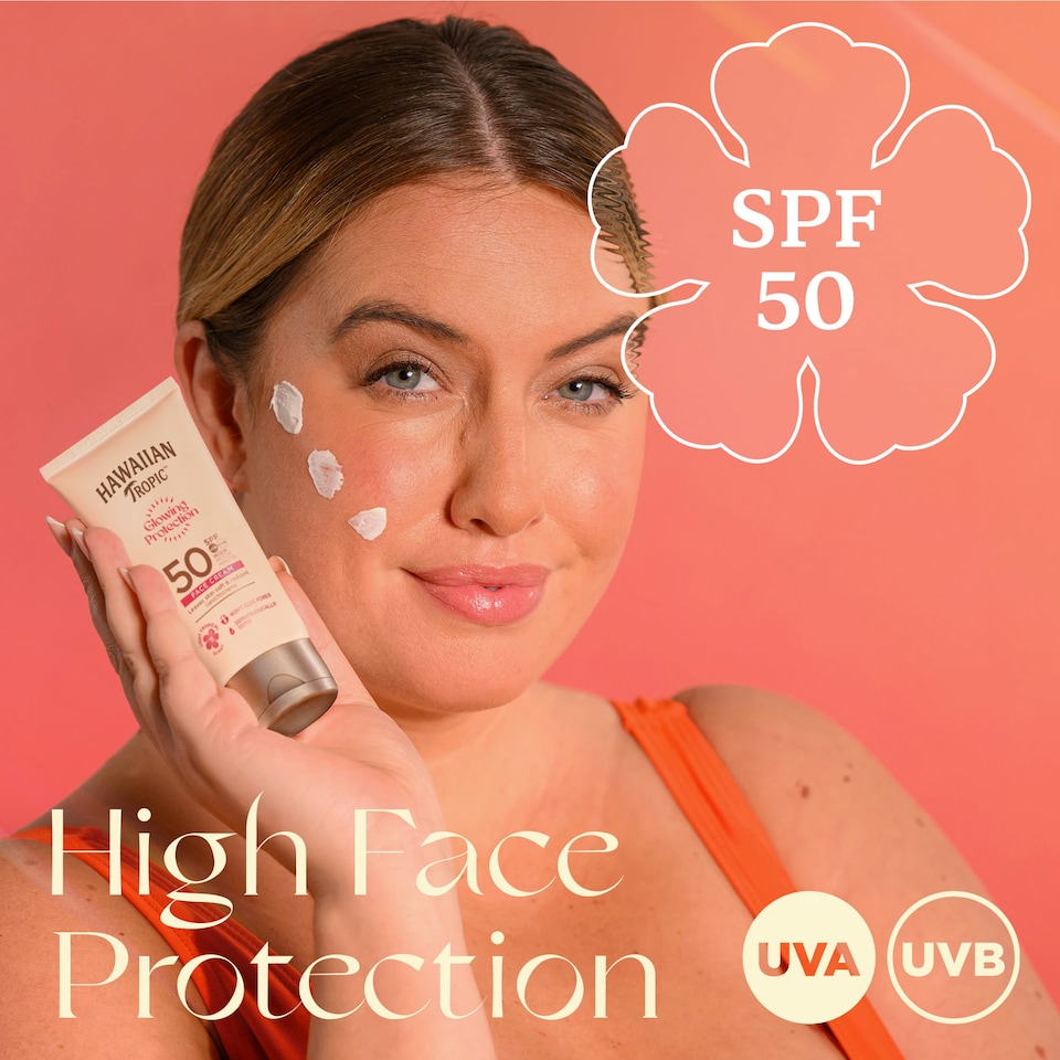 image 1 of Hawaiian Tropic Glowing Protection SPF 50 Face Sun Cream 50ml
