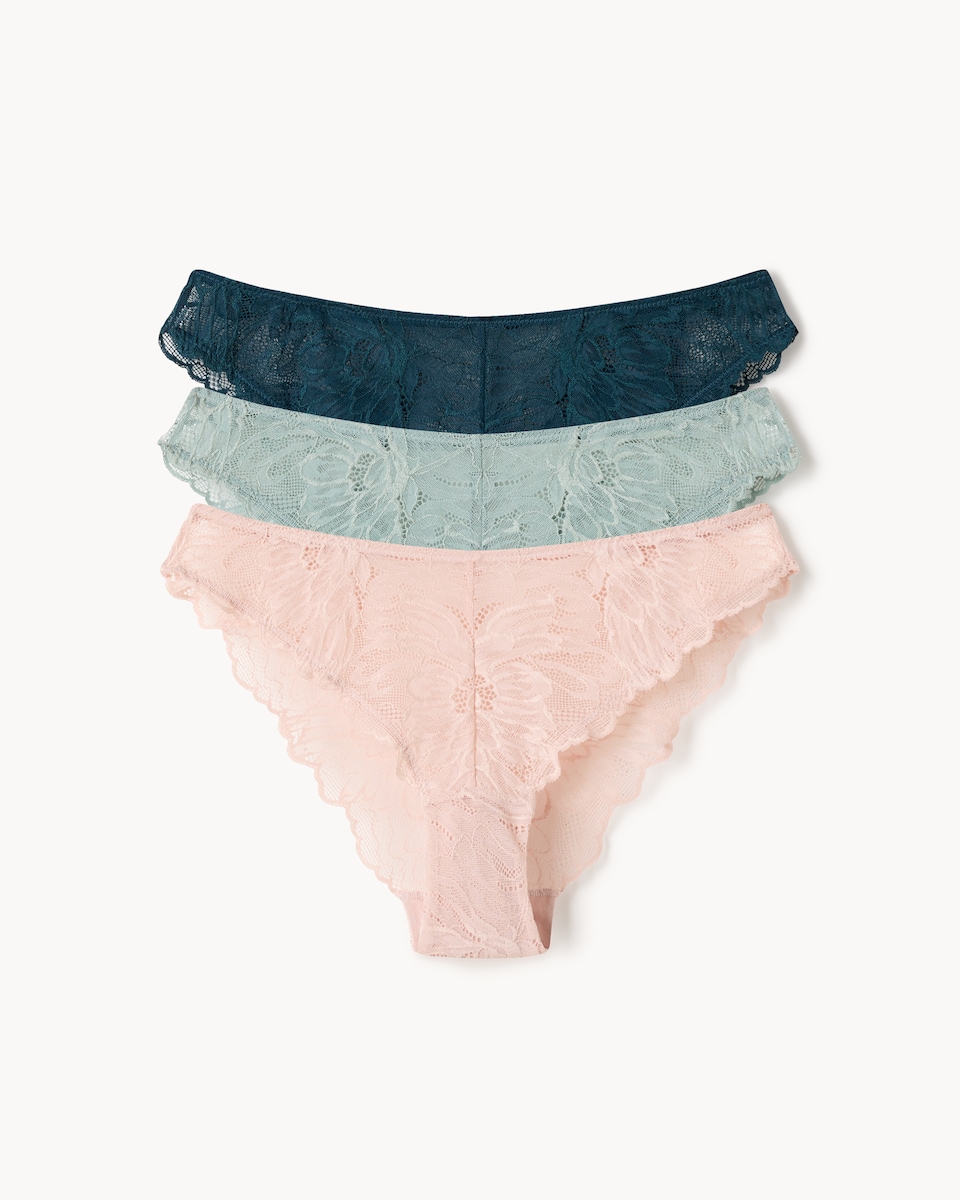 image 1 of F&F 3-Pack Lace Brazilian Knickers in Multi
