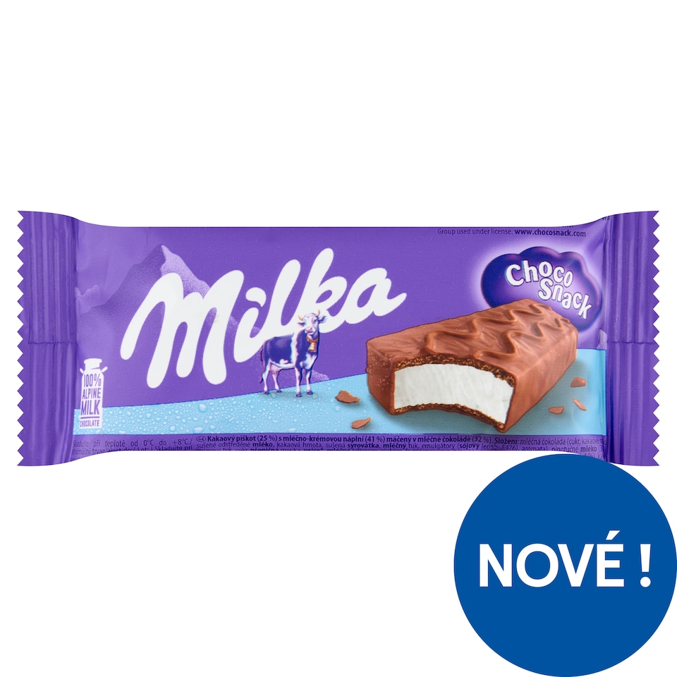 Obrázek 1 pro produkt Milka Choco Snack kakaový piškot s mléčno-krémovou náplní máčený v mléčné čokoládě 27g