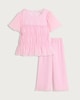 image 4 of F&F Girls 2-Piece Frill Trim Top and Trousers Set in Pink