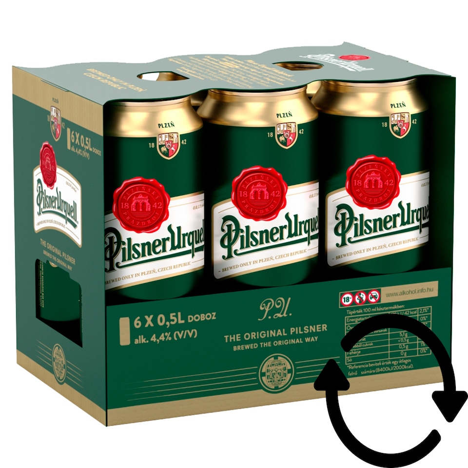 Pilsner Urquell Multipack minőségi világos sör 4,4% 6 x 0,5 l