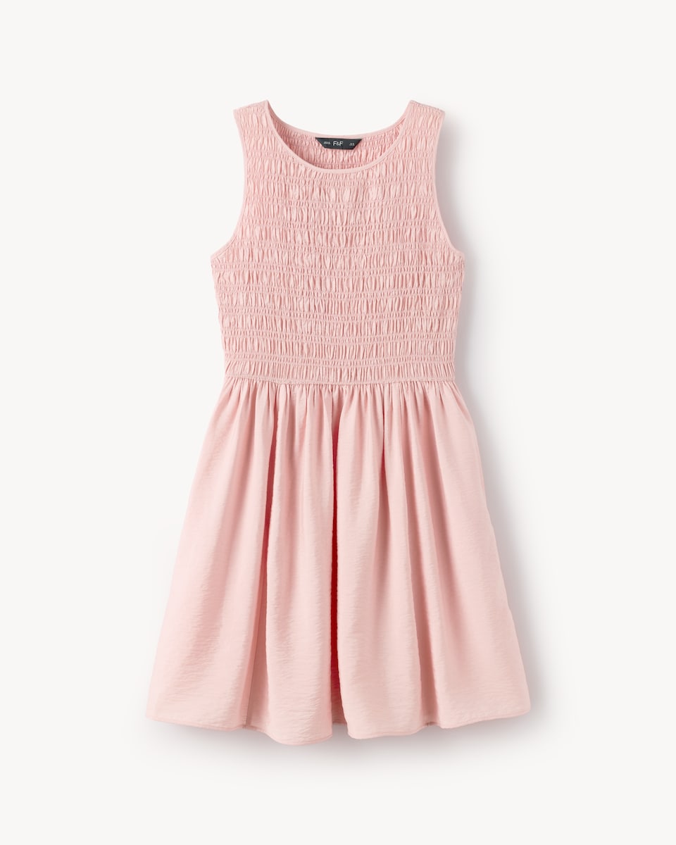 image 1 of F&F Shirred Sleeveless Mini Dress in Pink
