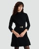 image 2 of F&F High Neck Belted Dress in Black