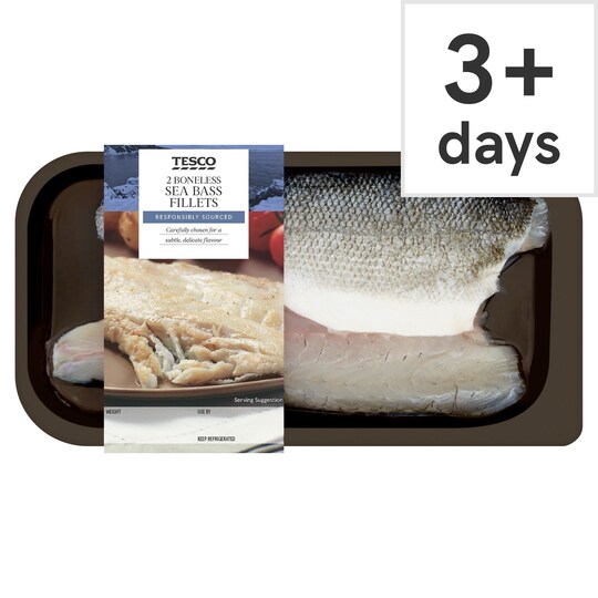 Tesco Boneless Sea Bass Fillets 190G Tesco Groceries