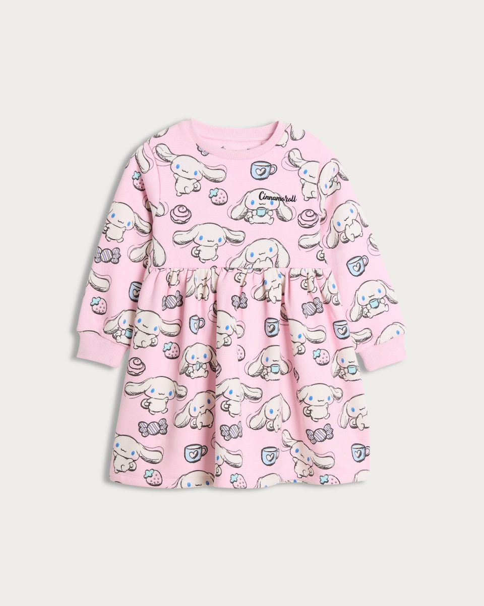 image 1 of Hello Kitty Cotton Rich Cinnamoroll Print Sweater Dress in Pink