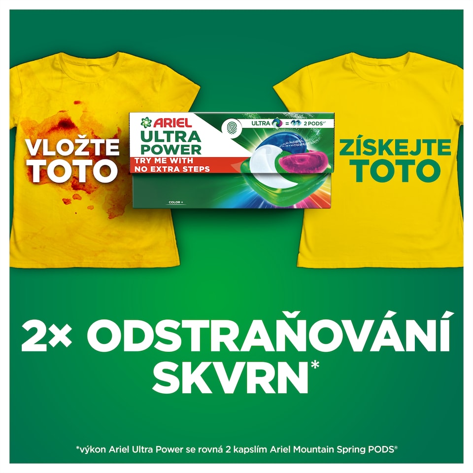 Obrázek 1 pro produkt Ariel ULTRA POWER PODS, Kapsle Na Praní S Tekutým Pracím Prostředkem, 40 Praní, Color+