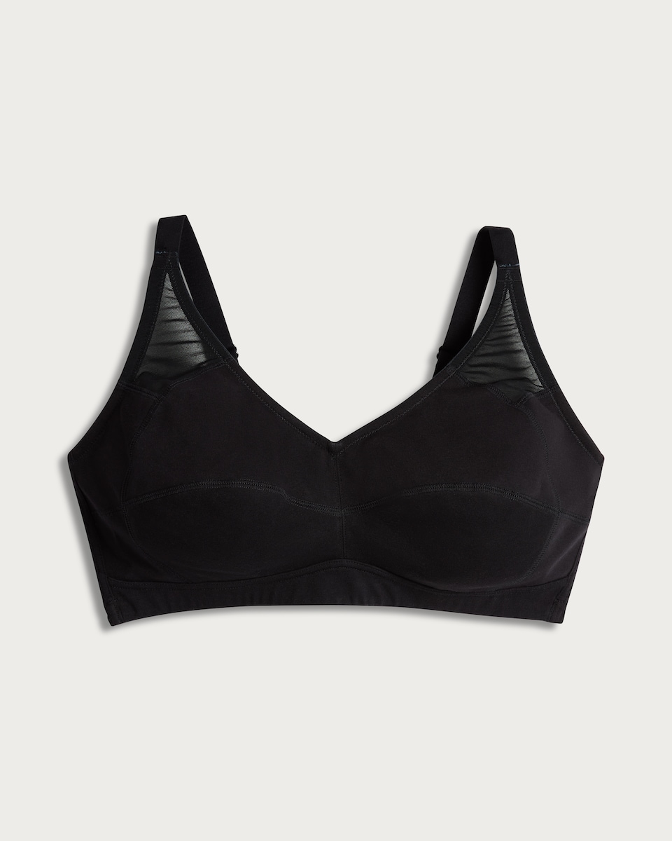 F&F Fuller Bust Mesh Panel Non Wired Bra in Black