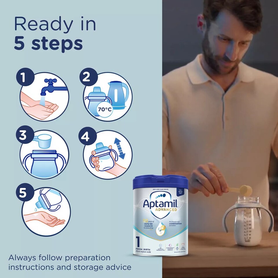 image 1 of Aptamil Advanced 1 First Baby Milk Formula Powder From Birth 800g