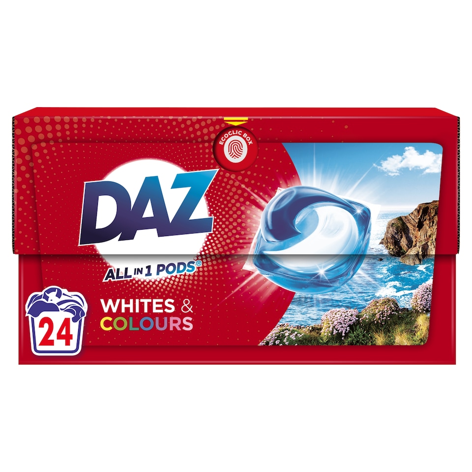image 1 of Daz All In 1 Pods Washing Capsules - Whites & Colours 24 Washes 400.8g