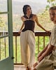 image 1 of F&F Edit Tie Hem Balloon Trousers in Cream