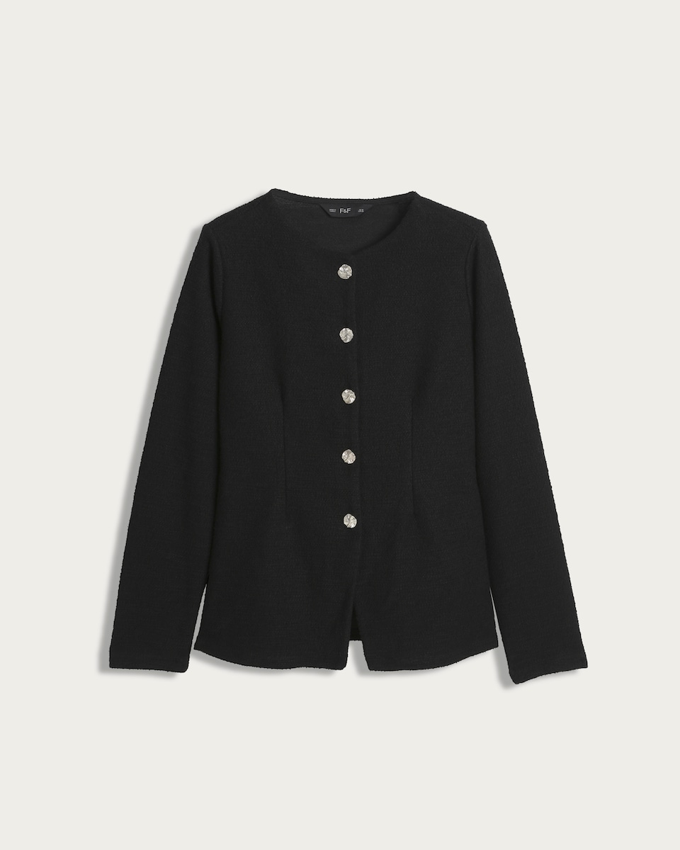 F&F Cotton Rich Boucle Textured Cardigan in Black