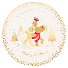 Tesco Flitter Reindeer Plate 23Cm 10 Pack