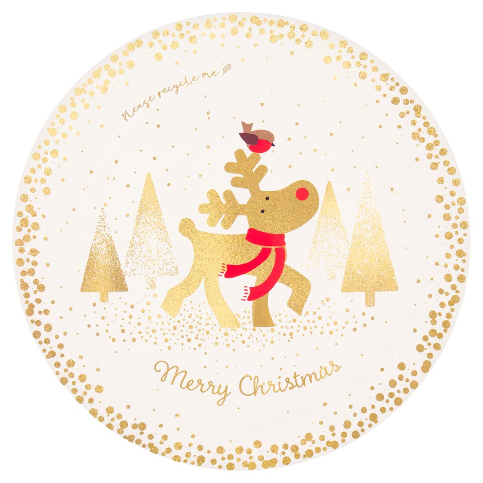 Tesco Flitter Reindeer Plate 23Cm 10 Pack