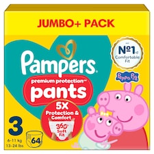 Pampers New Baby Nappy Pants Size 3 Jumbo Pack 64 Nappies