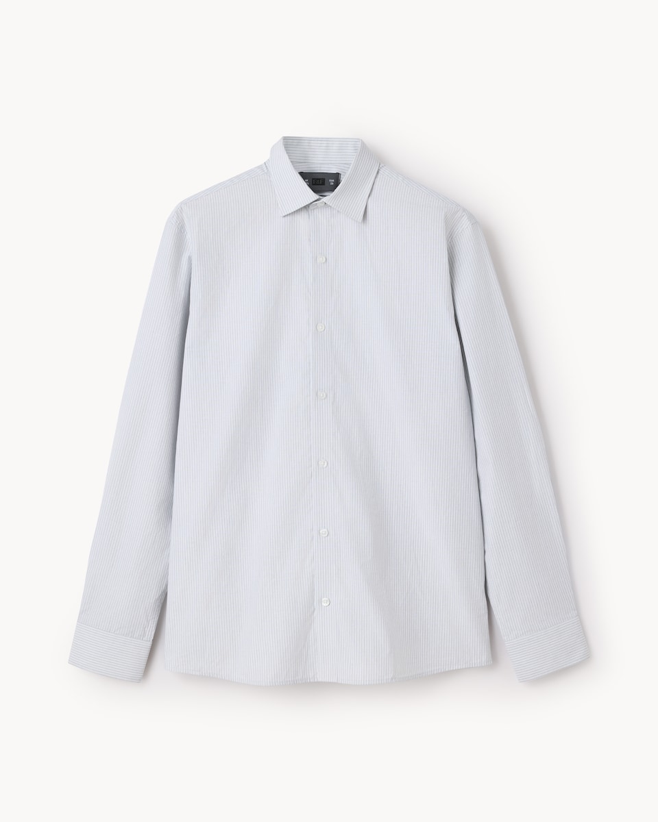 image 1 of F&F Pure Cotton Striped Shirt in Grey
