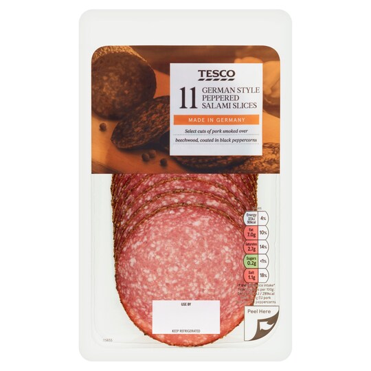 Tesco German Style Peppered Salami 11 Slices 110G Tesco Groceries