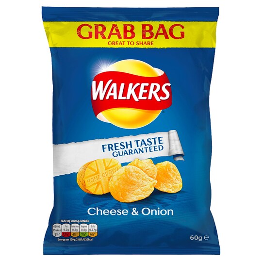 Walkers Cheese & Onion Crisps 60G Tesco Groceries