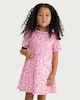image 2 of F&F Girls Sequin Short Sleeved Dress in Pink
