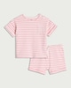 image 1 of F&F Baby 2-Piece Pure Cotton Towelled Striped Top and Shorts Set in Pink