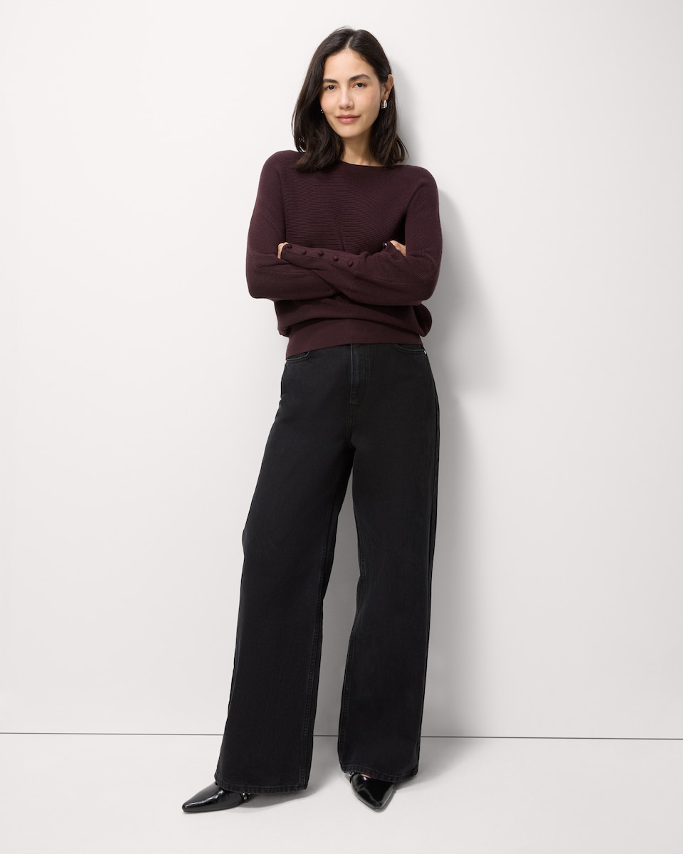 image 1 of F&F Batwing Knitted Jumper in Burgundy