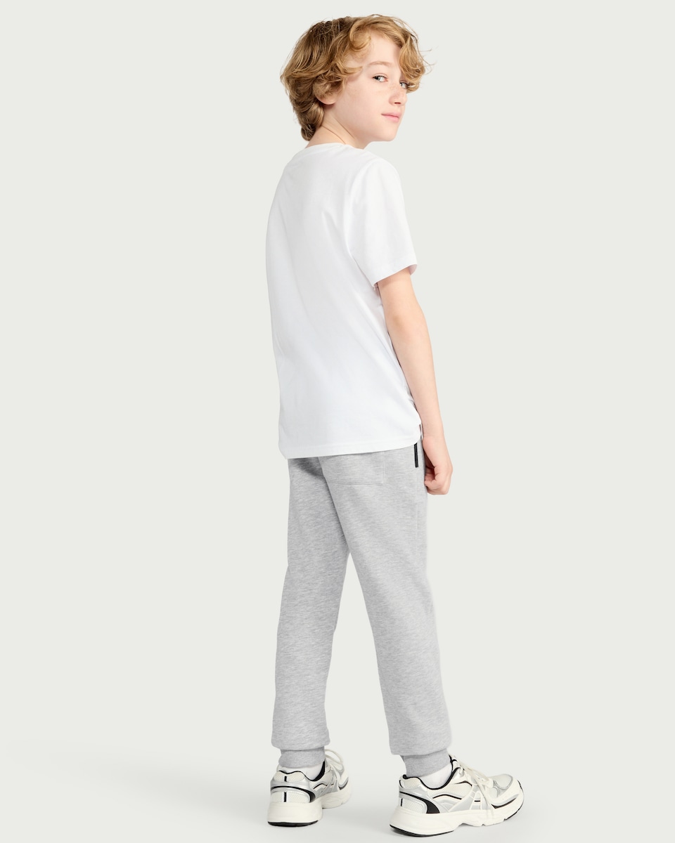 image 1 of F&F Boys Cotton Rich Cuffed Joggers in Grey Marl
