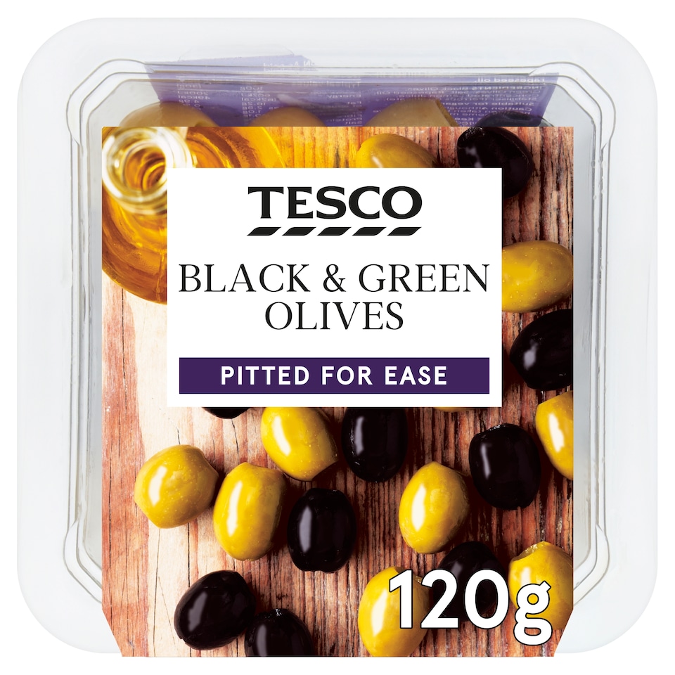 Tesco Black & Green Olives 120G