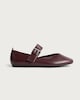 image 1 of F&F Buckle Strap Mary Jane Ballet Flats in Burgundy