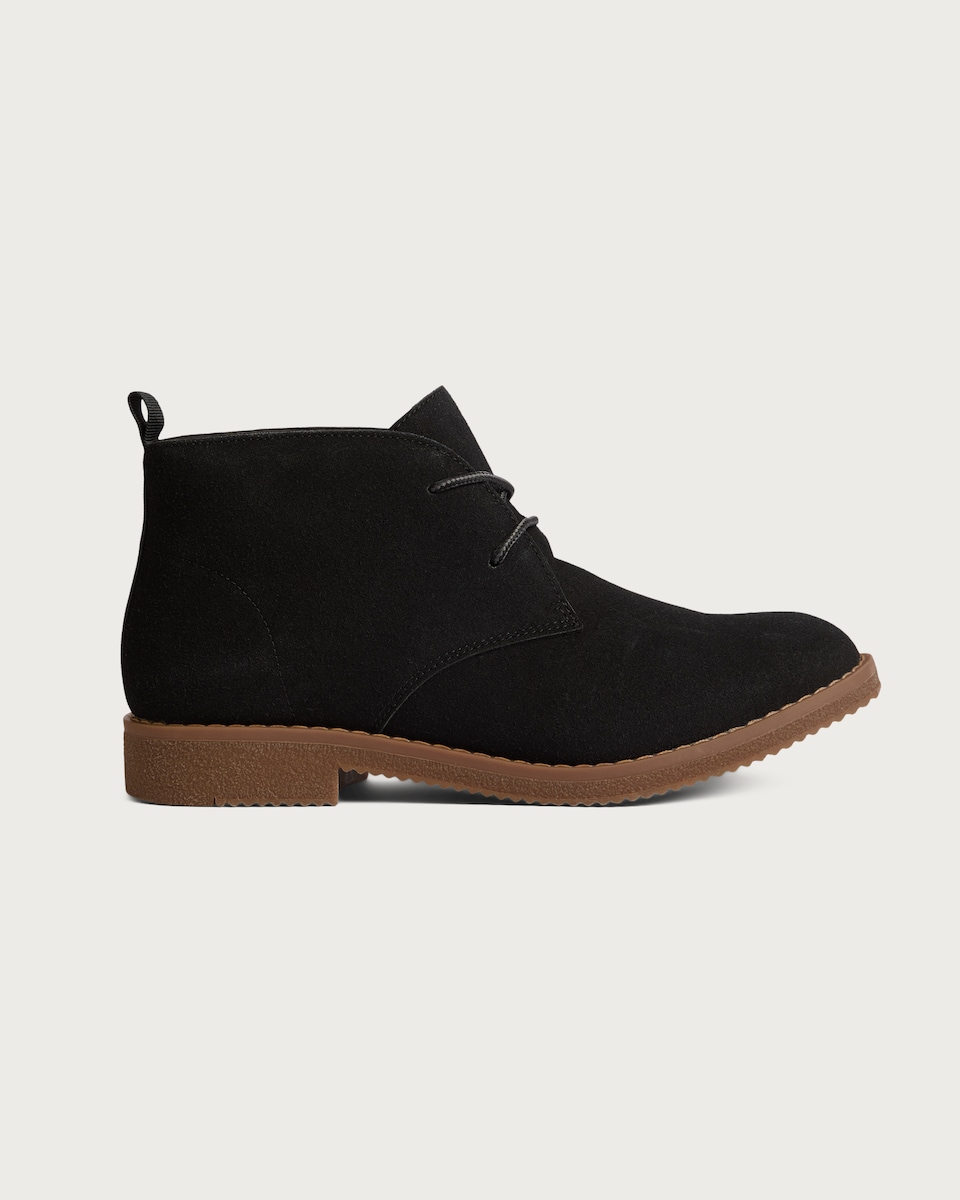 image 1 of F&F Faux Suede Lace Up Ankle Boots in Black