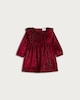 image 2 of F&F Baby Lurex Velvet Ruffle Trim Dress in Red