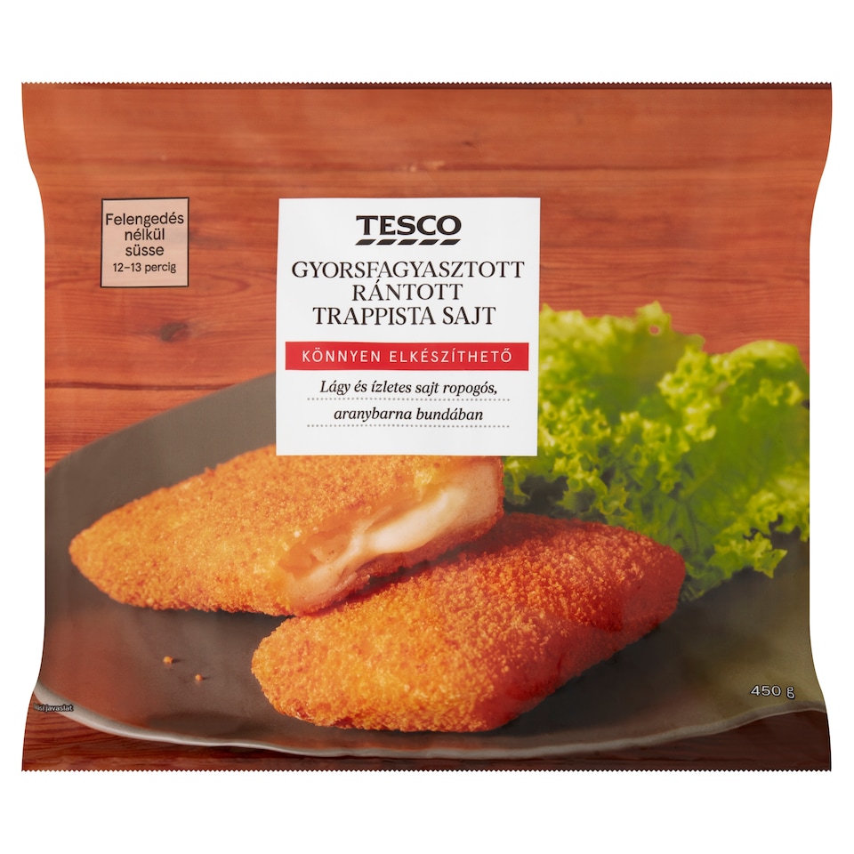 Tesco gyorsfagyasztott rántott trappista sajt 450 g